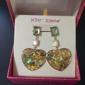 Unique drop heart Betsey Johnson earrings - treat yourself or someone you love!